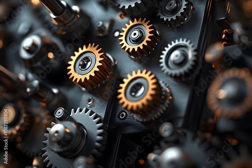 Wallpaper Mural Close-Up of a Complex Mechanical Control Panel Featuring Multiple Intricate Gears, Dials, and Components, Showcasing Engineering Precision and Technical Design Torontodigital.ca