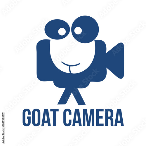 Creative Goat Camera Logo for Film Production and Media Companies, Minimalist Goat Logo Design 