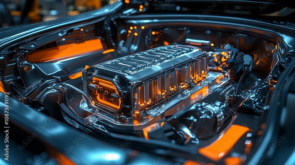 Electric Car Battery System Detailed Interior View Electric Car Battery System Detailed Interior View