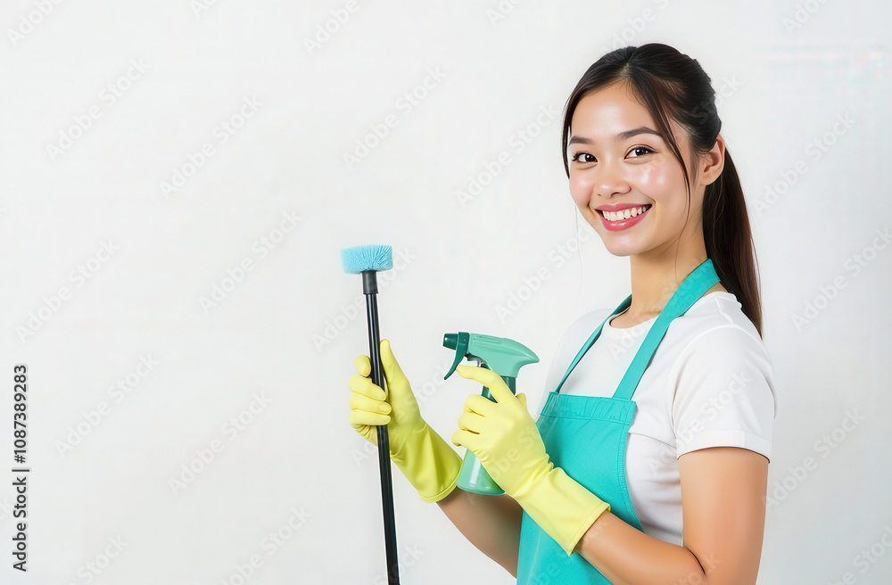 female cleaner, maid, cleaning service advertising photo female cleaner, maid, cleaning service advertising photo
