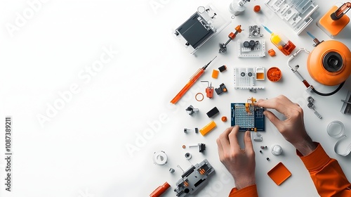 Wallpaper Mural Hands of a biotech researcher meticulously assembling a microfluidic chip with a careful Torontodigital.ca