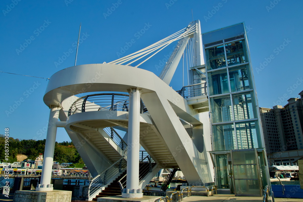 Entrance to Daepo Skywalk with Staircase and Elevator Entrance to Daepo Skywalk with Staircase and Elevator