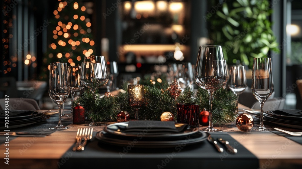 Christmas dinner table without people Christmas dinner table without people