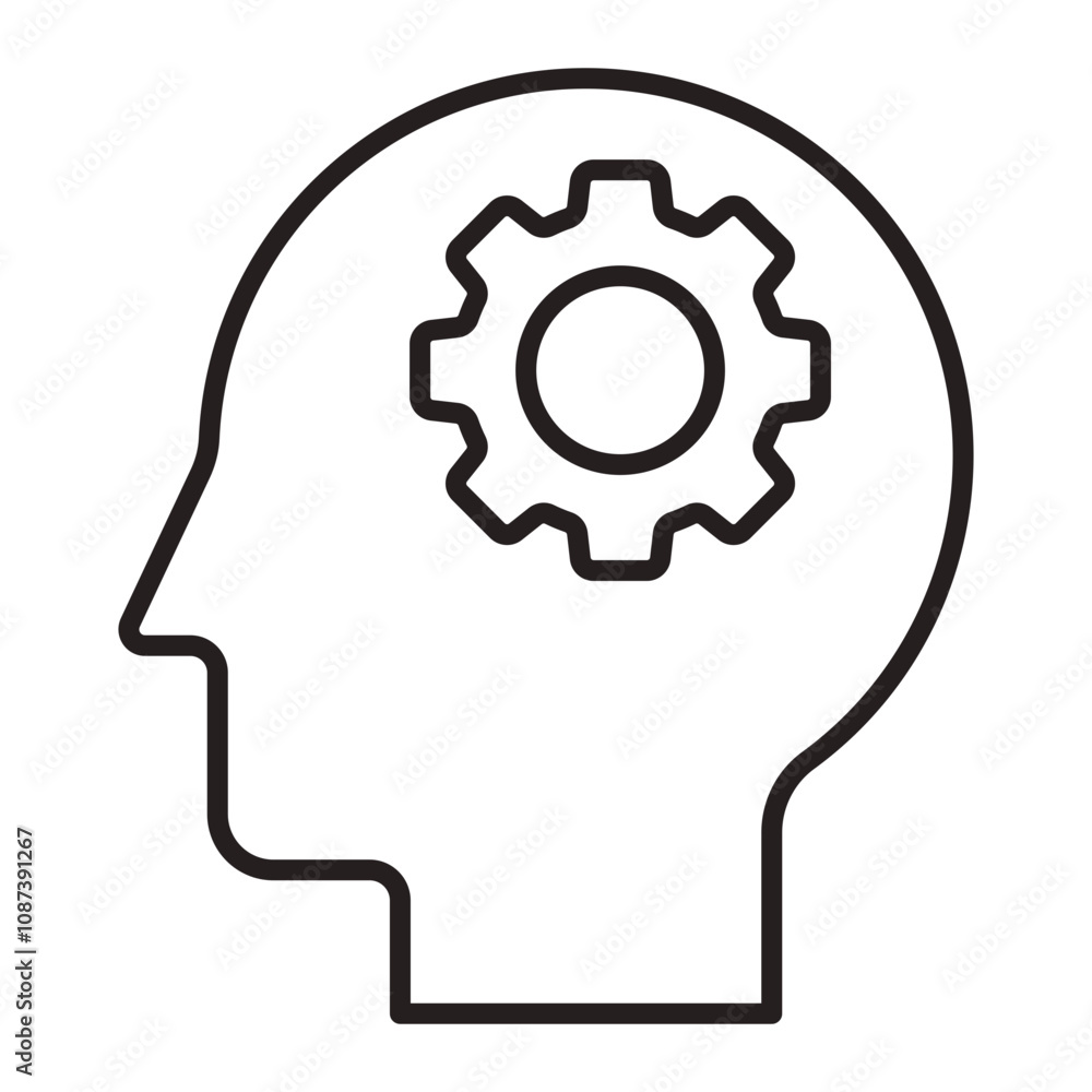 Mindset Concept with Gear line icon. Mindset Concept with Gear line icon.