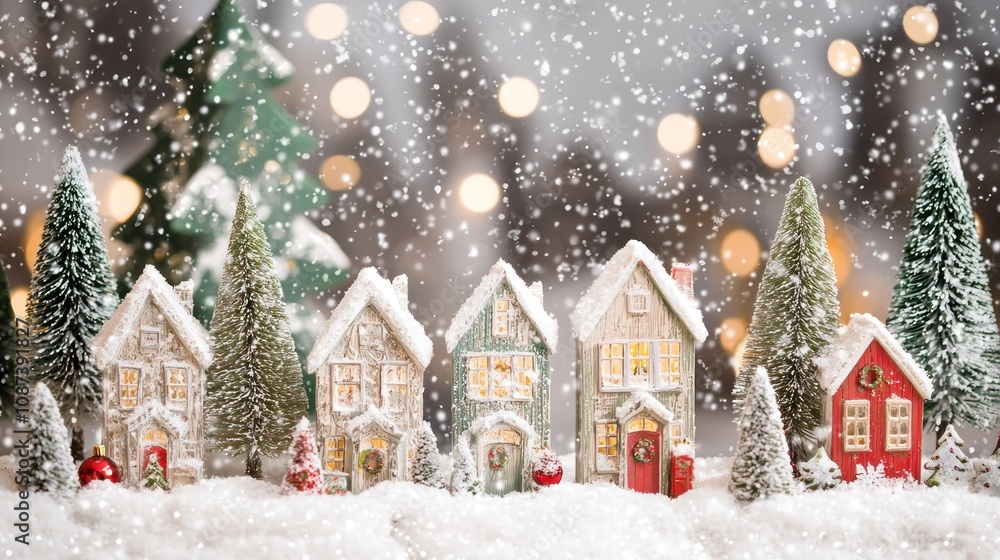 A magical snow Christmas scene with softly falling snowflakes, creating a picturesque winter landscape filled with holiday cheer A magical snow Christmas scene with softly falling snowflakes, creating a picturesque winter landscape filled with holiday cheer