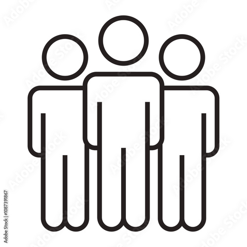 Representation of People in Community line icon.