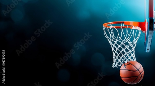 Wallpaper Mural High-Energy Basketball Swishing Through Hoop on Court Torontodigital.ca