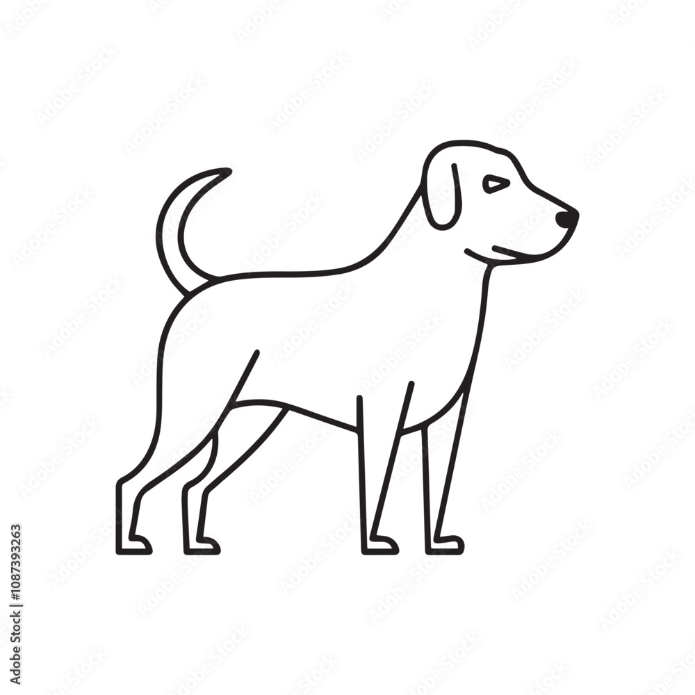 Minimalist Outline Vector of a Dog in Standing Pose Minimalist Outline Vector of a Dog in Standing Pose