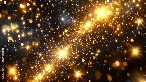 Golden Lights Sparkle In A Dark Night Sky