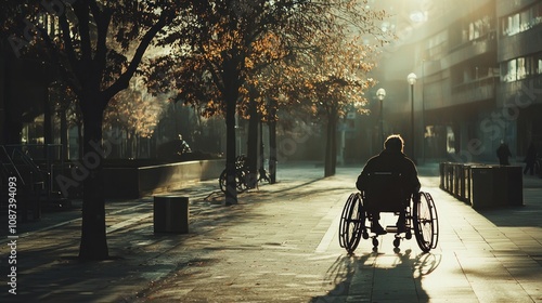 Wallpaper Mural A person in a wheelchair navigating an urban environment, highlighting accessibility and mobility Torontodigital.ca