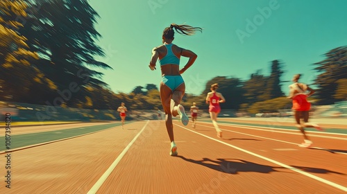 Athlete Runs Track Race Winning First Place