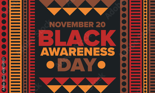 Black Awareness Day. Holiday in Brazil. Afro Brazilians. Celebrate awareness by the black community in November. African and brazilian culture. Black history art. Vector illustration