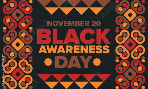 Black Awareness Day. Holiday in Brazil. Afro Brazilians. Celebrate awareness by the black community in November. African and brazilian culture. Black history art. Vector illustration