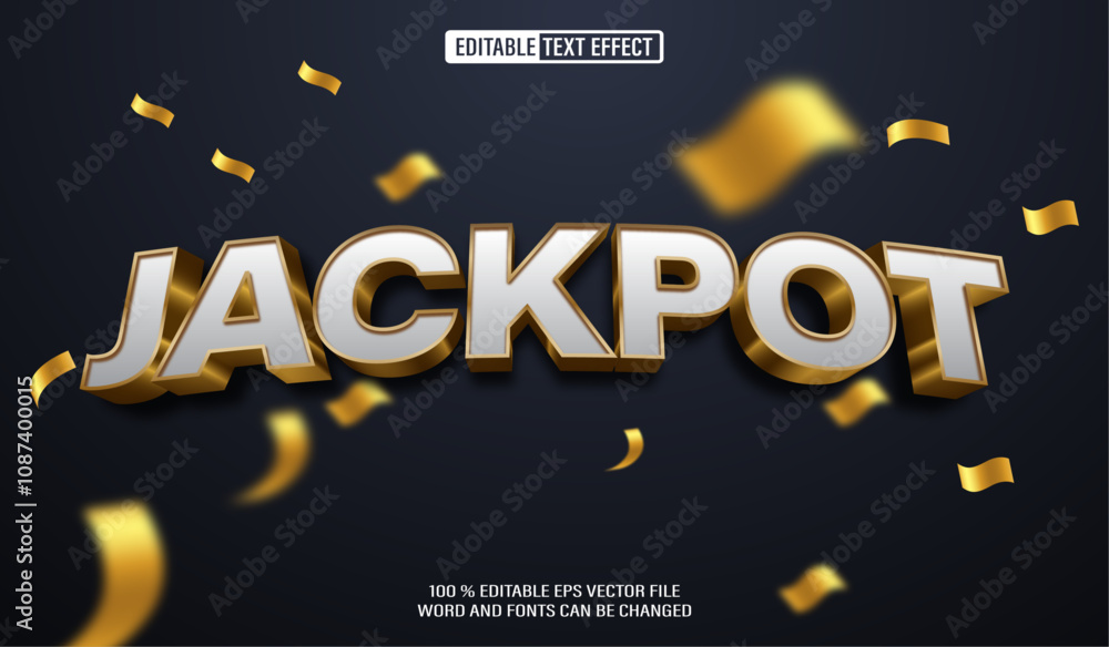 Editable 3d text style effect - Jackpot Casino Golden text effect Template