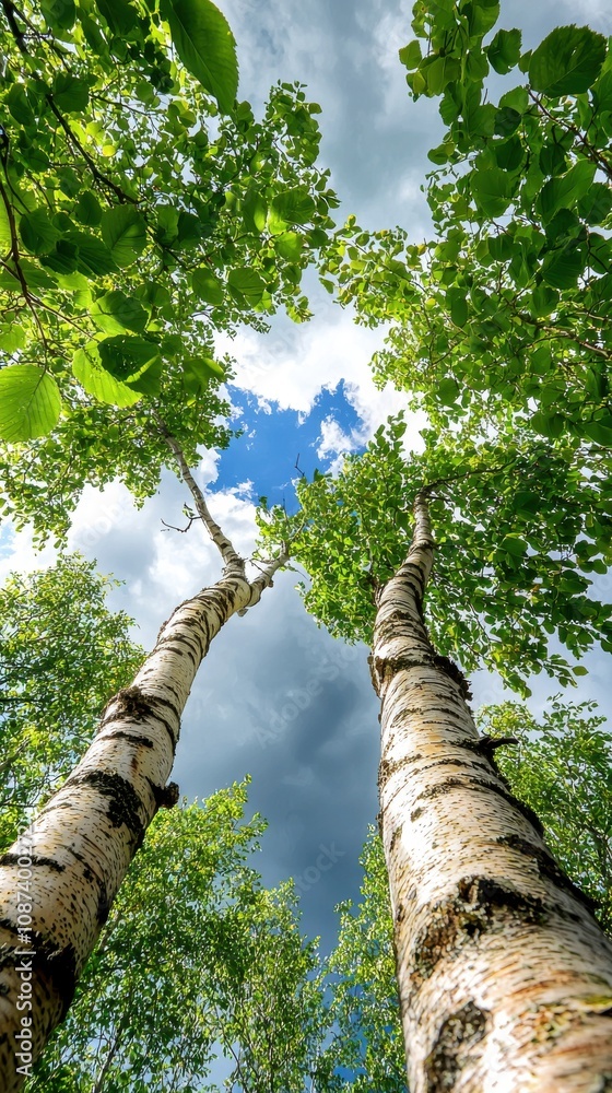 Fototapeta premium Dramatic Treetops Against Stormy Sky
