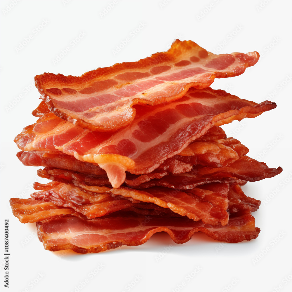 Crispy Fried Bacon Stack Closeup Studio Shot Crispy Fried Bacon Stack Closeup Studio Shot