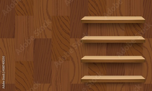 Wooden Wall Shelves with Brown Texture