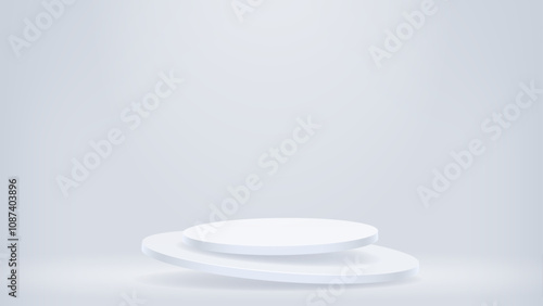 Two light grey levitating podiums for product presentation