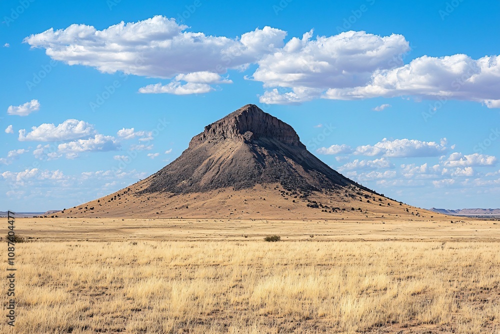 Majestic Cone-Shaped Mountain Against a Clear Blue Sky Majestic Cone-Shaped Mountain Against a Clear Blue Sky