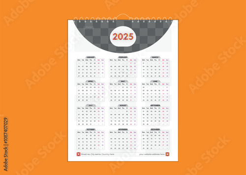 2025 portrait single-page wall calendar design.