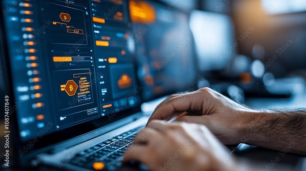 Advanced blockchain powered logistics control room with multiple data rich dashboards and monitors displaying real time supply chain transactions analytics Advanced blockchain powered logistics control room with multiple data rich dashboards and monitors displaying real time supply chain transactions analytics