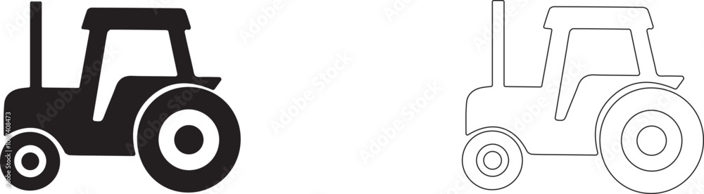 Tractor silhouette. Vector illustration isolated on white background. Tractor silhouette. Vector illustration isolated on white background.