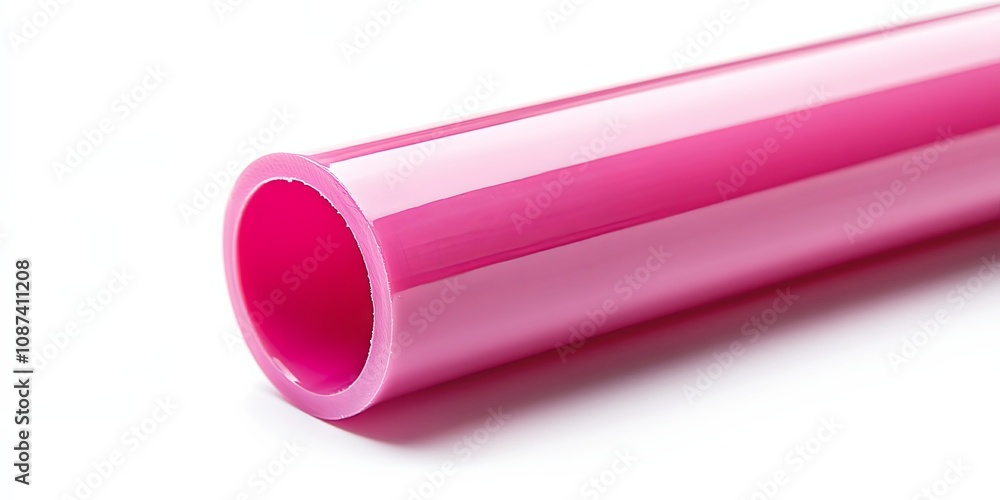 Pink Plastic Tube Close-Up: Minimalist Abstract Design Pink Plastic Tube Close-Up: Minimalist Abstract Design