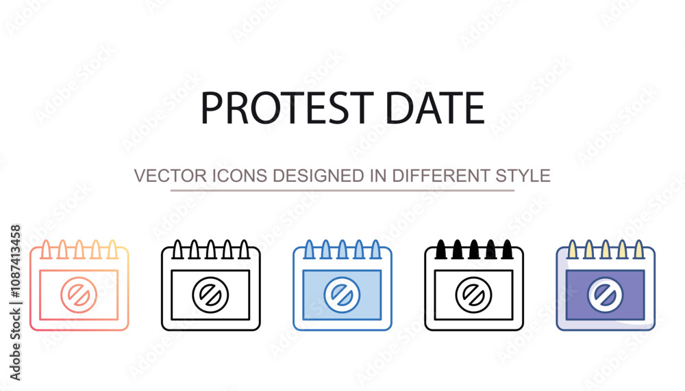 Protest Date icon design with white background stock illustration Protest Date icon design with white background stock illustration