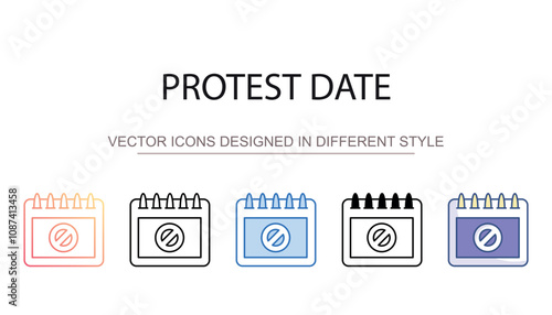 Protest Date icon design with white background stock illustration