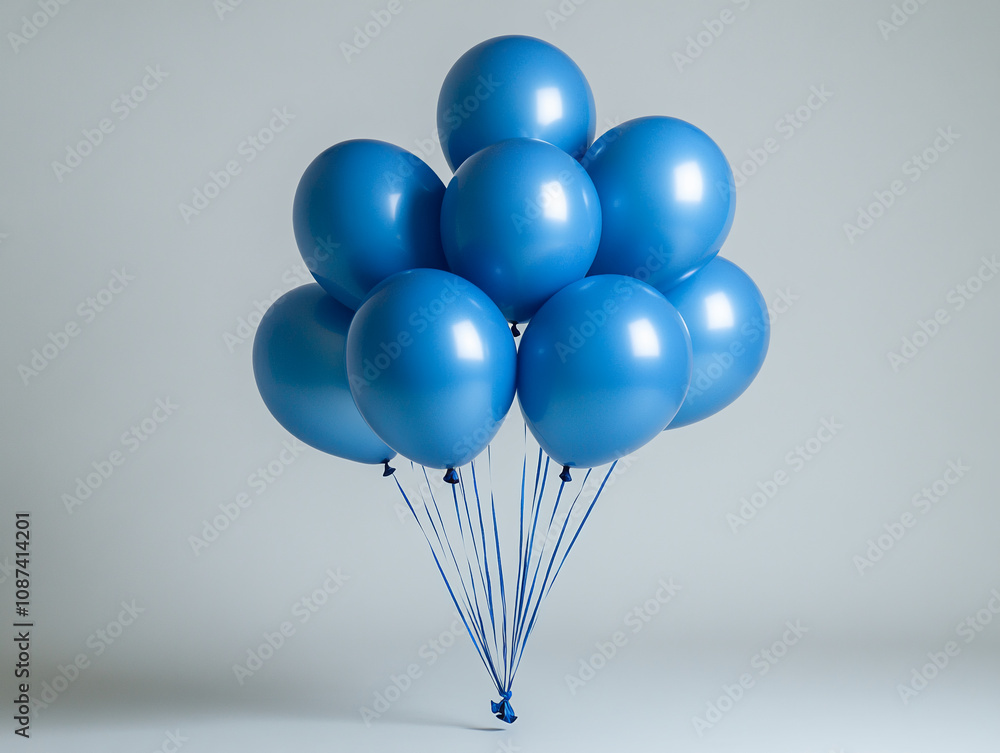 Bouquet of Blue Balloons on Minimalist Background Bouquet of Blue Balloons on Minimalist Background