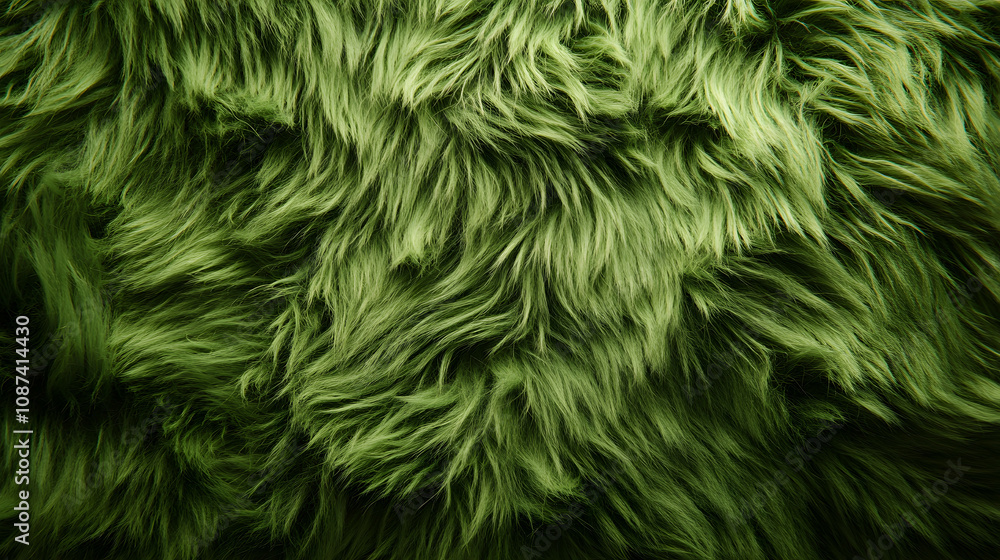 Green fluffy fur texture, fabric wool material, soft fluffy animal hair, abstract natural wool pattern, background Green fluffy fur texture, fabric wool material, soft fluffy animal hair, abstract natural wool pattern, background