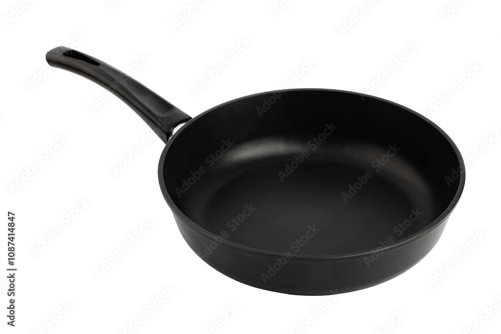 large cast iron frying pan with non-stick coating, isolated on a white background large cast iron frying pan with non-stick coating, isolated on a white background