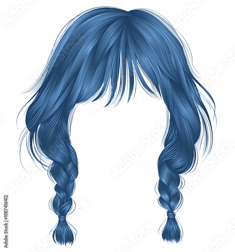 trendy women hairs blue colors colour .two plaits . 
 fashion beauty style .
