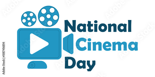 Flat vector illustration with International Cinema Day. Banner on white background.World Cinema Day.Great for cards, invitations, vouchers and booklets. photo