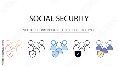 Social Security icon design with white background stock illustration