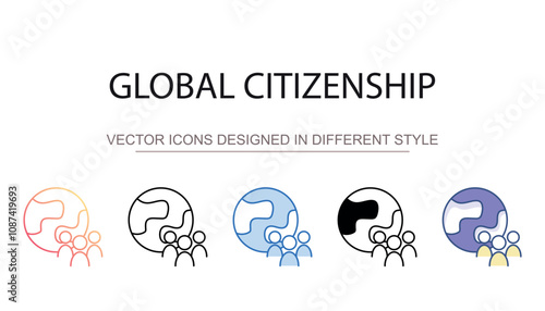 Global Citizenship icon design with white background stock illustration