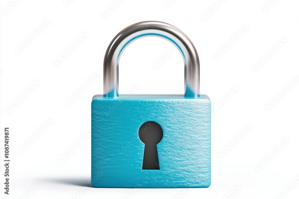 Fototapeta premium Social security funding policy concept. A blue padlock with a metallic shackle, symbolizing security and protection.