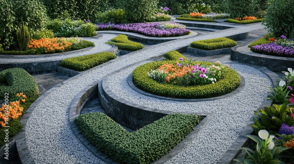 Geometric Design of a Beautiful Garden Landscape Geometric Design of a Beautiful Garden Landscape