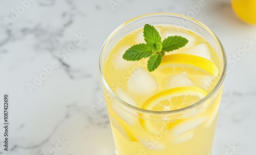 Refreshing lemonade with mint leaves