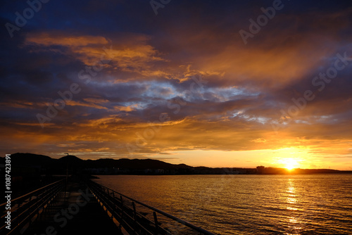 Ibiza sunset on the sea at Sant Antoni