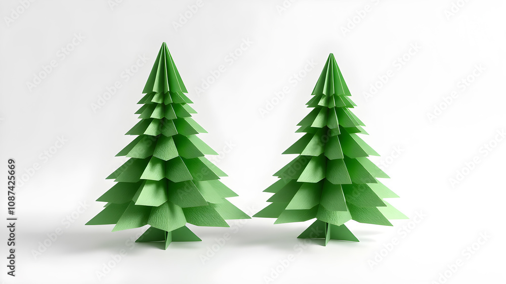 Fototapeta premium Paper Christmas trees isolated on white background.