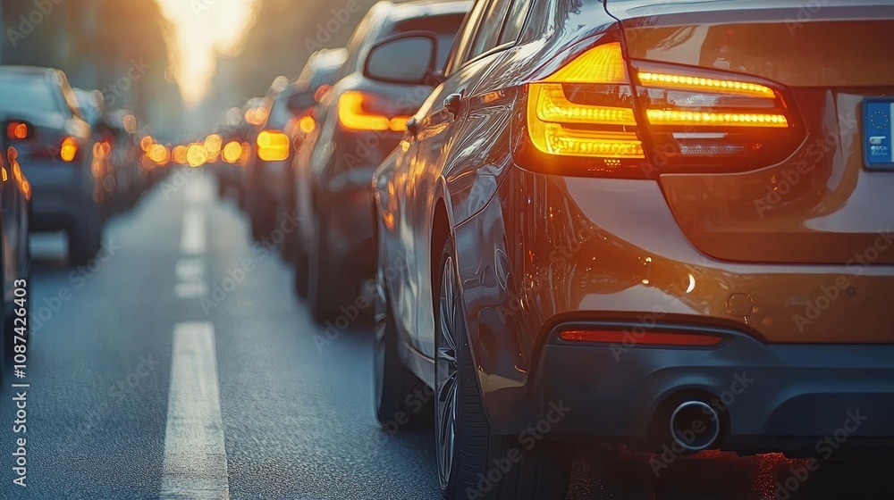 Car Tailpipes Emitting Billowing Fumes in Traffic Car Tailpipes Emitting Billowing Fumes in Traffic