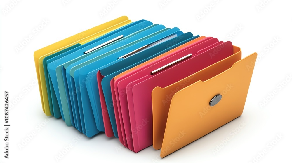 Business documents neatly organized in a folder, isolated on a plain white background with room for branding or copy. Business documents neatly organized in a folder, isolated on a plain white background with room for branding or copy.
