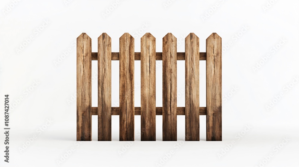 Vertical Wooden Planks Creating Rustic Fence Effect on White Surface Vertical Wooden Planks Creating Rustic Fence Effect on White Surface