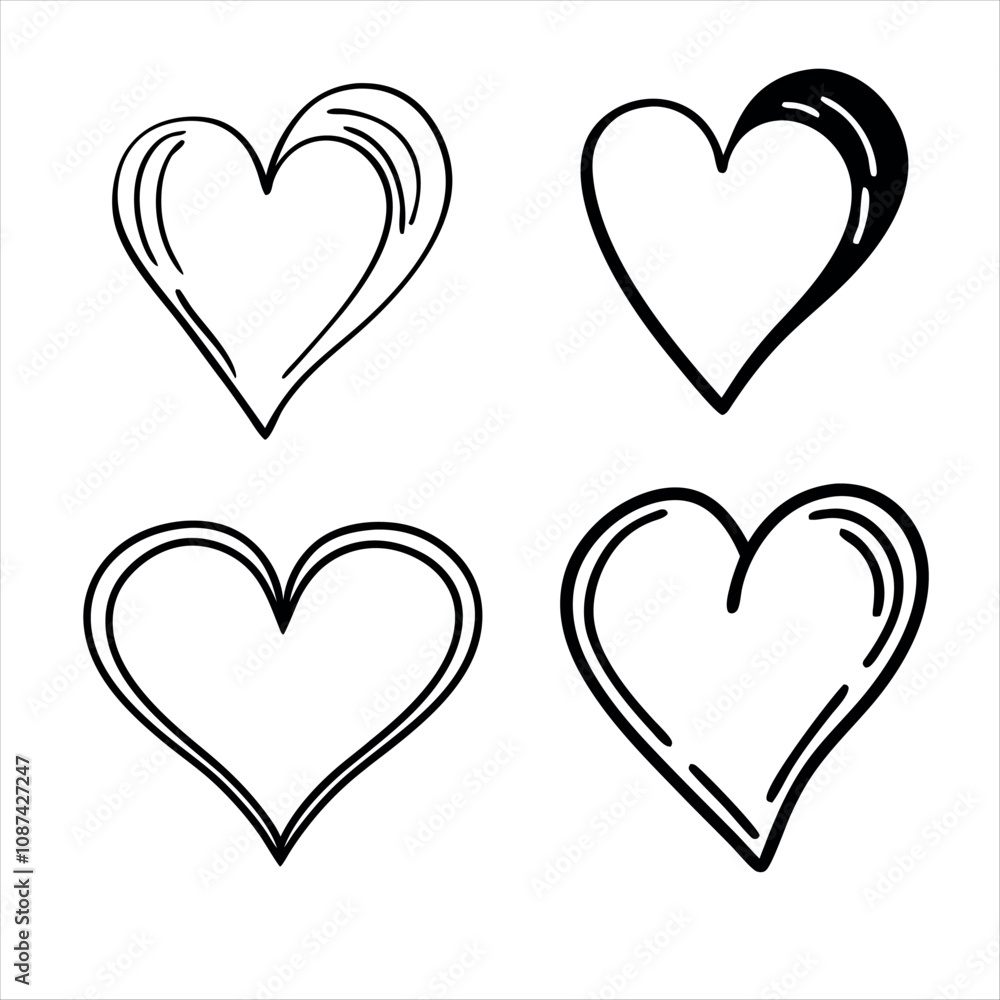 Heart icons, linear icons concept of love isolated on white background Heart icons, linear icons concept of love isolated on white background