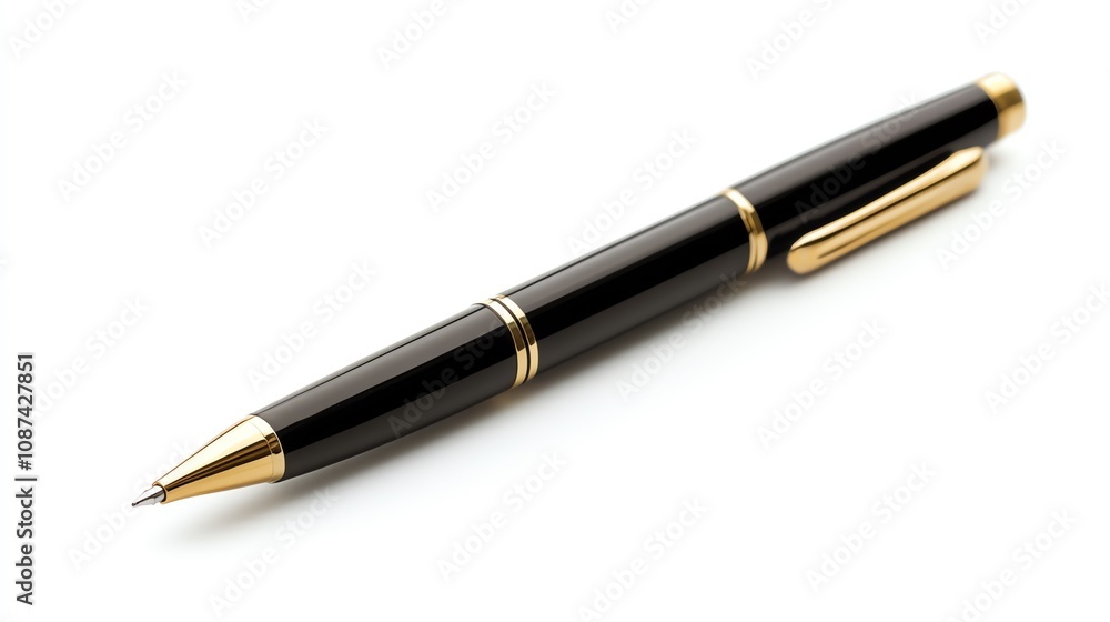 Contract document with pen, isolated on plain white background with ample space for promotional text. Contract document with pen, isolated on plain white background with ample space for promotional text.
