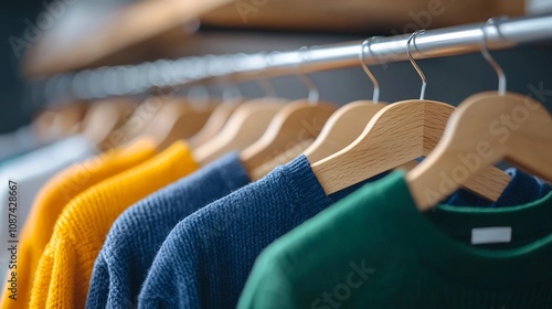 Interior view of a thrift store or secondhand shop with racks of used clothing and textiles promoting sustainable fashion practices and eco conscious consumer behavior
