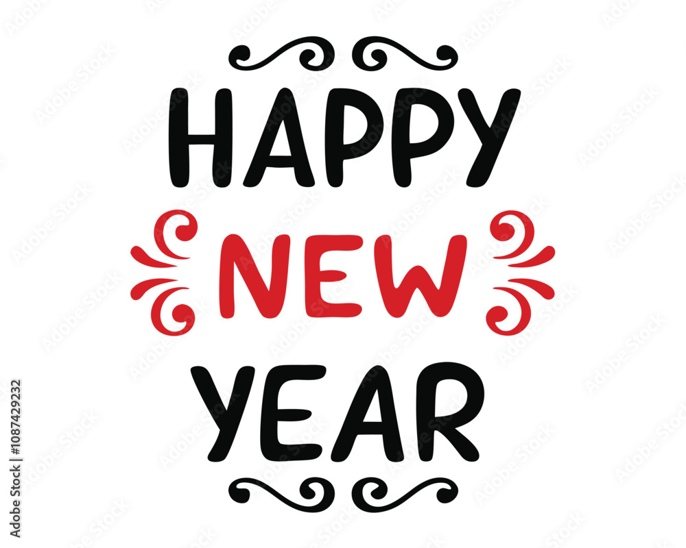 happy new year typhography lettering vector illustration happy new year typhography lettering vector illustration