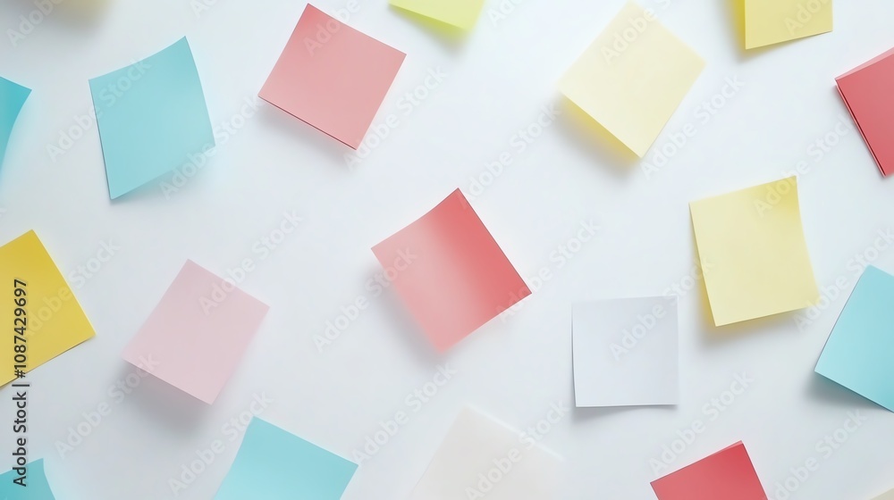 Document with sticky notes marking sections, isolated on a white background, ideal for productivity themes. Document with sticky notes marking sections, isolated on a white background, ideal for productivity themes.