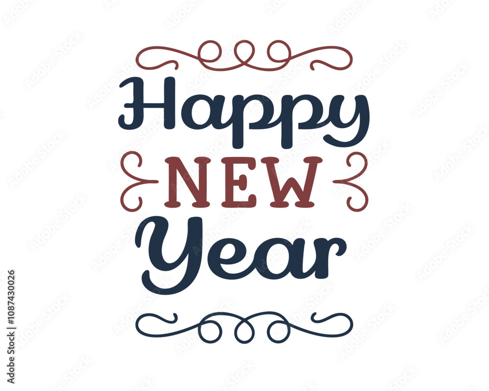 happy new year typhography lettering vector illustration happy new year typhography lettering vector illustration
